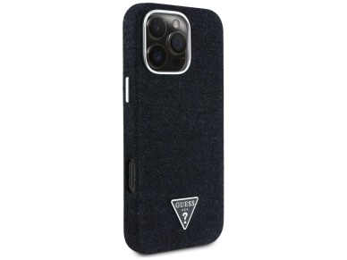 Guess Denim Triangle Logo MagSafe iPhone 16 Pro Max Case - Black Guess Denim Triangle Logo MagSafe iPhone 16 Pro Max Case - Black