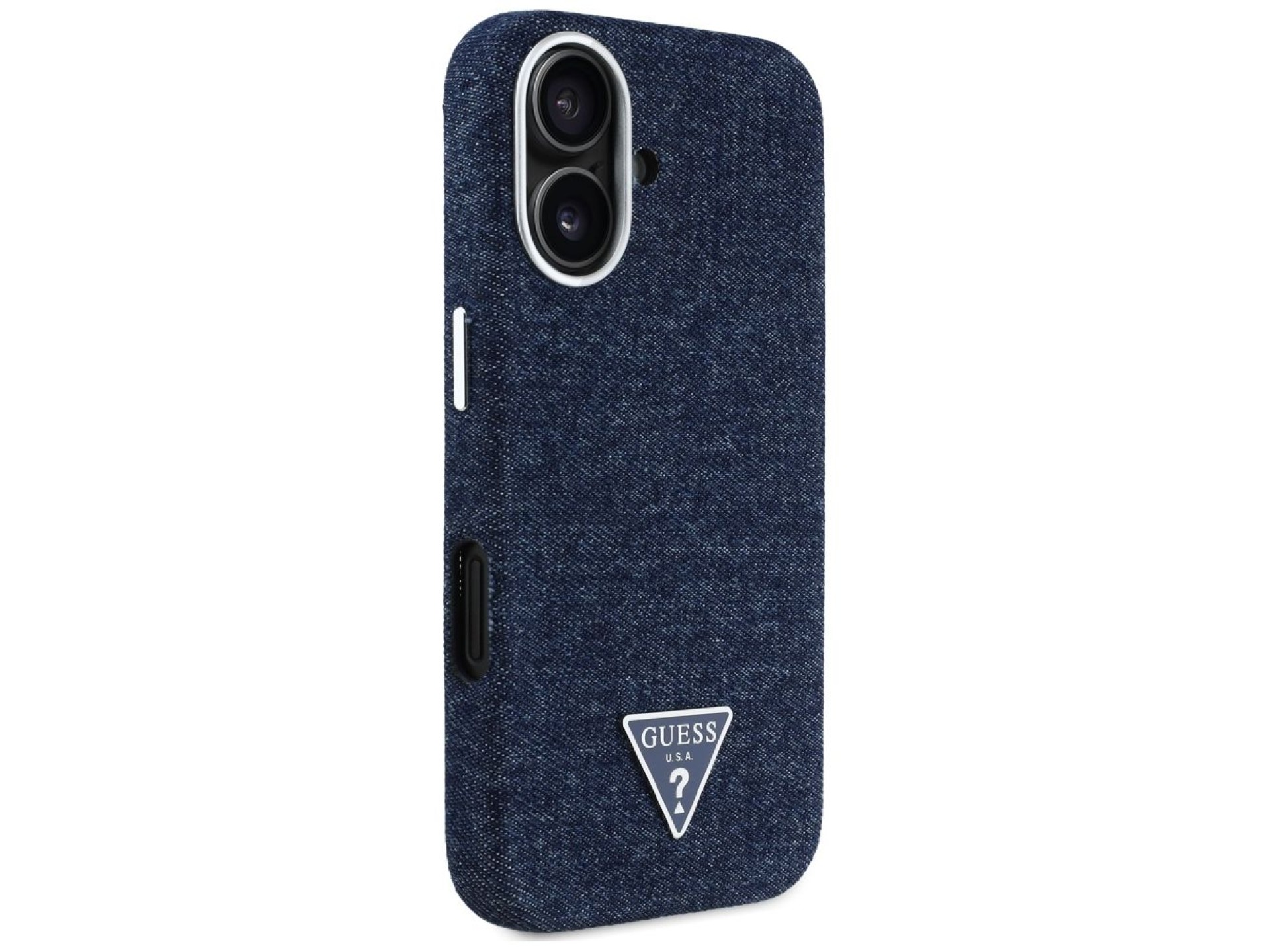 Funda Guess Denim Triangle Logo MagSafe para iPhone 16 - Azul