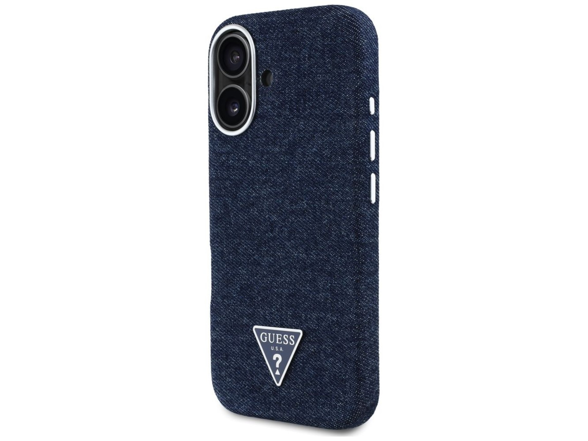 Funda Guess Denim Triangle Logo MagSafe para iPhone 16 - Azul