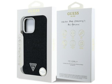 Guess Denim Triangle Logo MagSafe iPhone 16 Pro Max Case - Black Guess Denim Triangle Logo MagSafe iPhone 16 Pro Max Case - Black