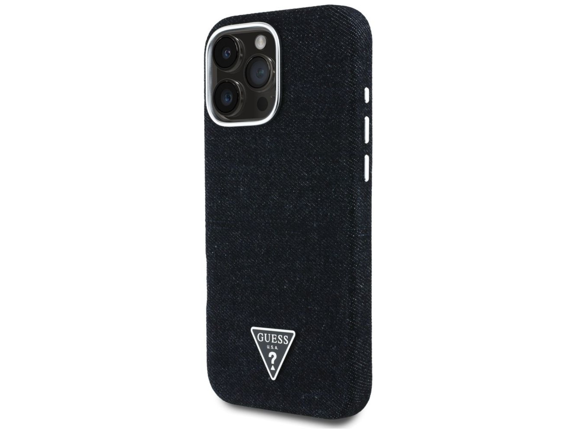 Capa Guess Denim Triangle Logo MagSafe para iPhone 16 Pro Max - Preta