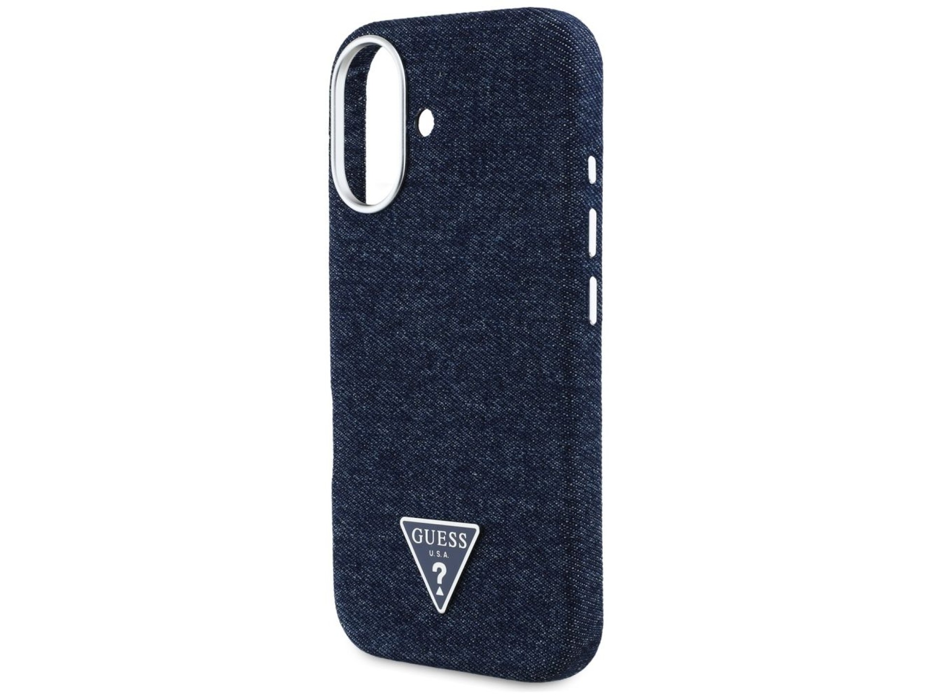 Funda Guess Denim Triangle Logo MagSafe para iPhone 16 - Azul