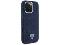 Capa Guess Denim Triangle Logo MagSafe para iPhone 16 Pro Max - Azul