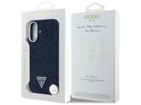 Funda Guess Denim Triangle Logo MagSafe para iPhone 16 - Azul