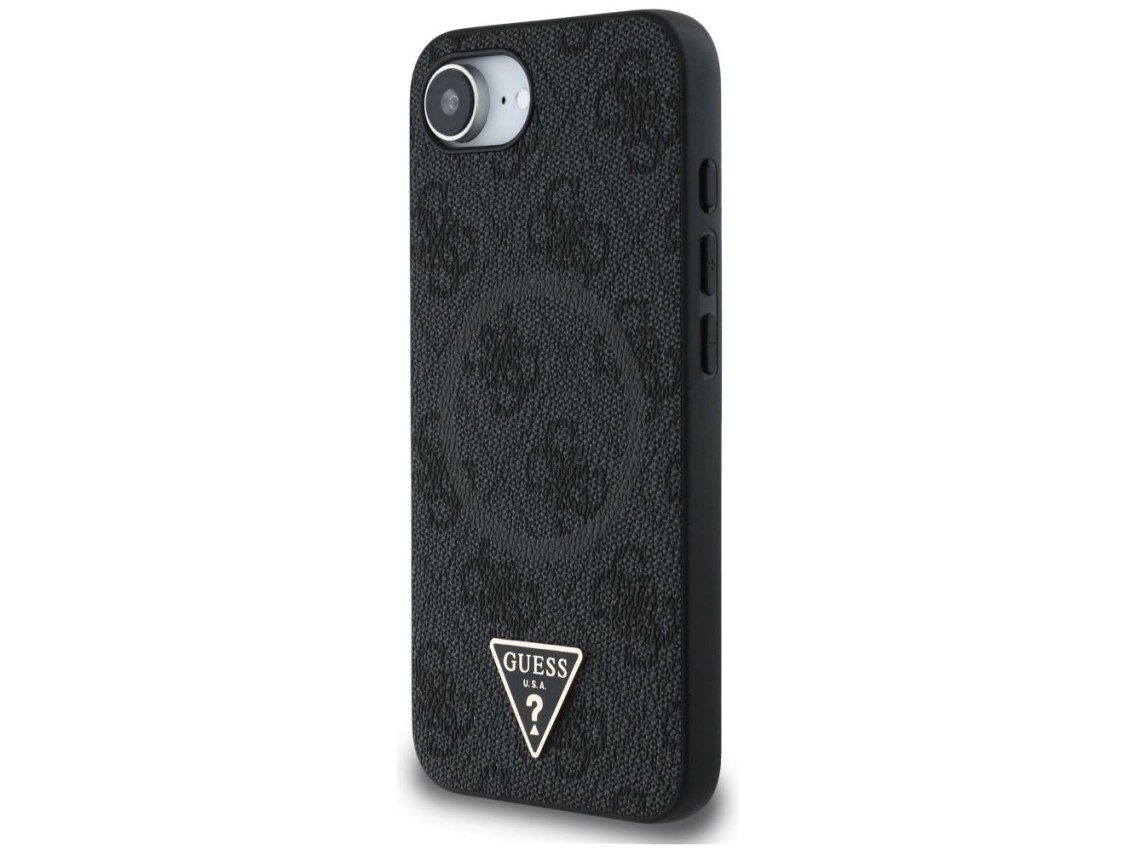Funda Guess 4G Ring Triangle Logo MagSafe para iPhone 16e - negra