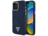 Capa Guess Denim Triangle Logo MagSafe para iPhone 16 Pro - Azul Capa Guess Denim Triangle Logo MagSafe para iPhone 16 Pro - Azul