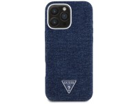 Capa Guess Denim Triangle Logo MagSafe para iPhone 16 Pro Max - Azul