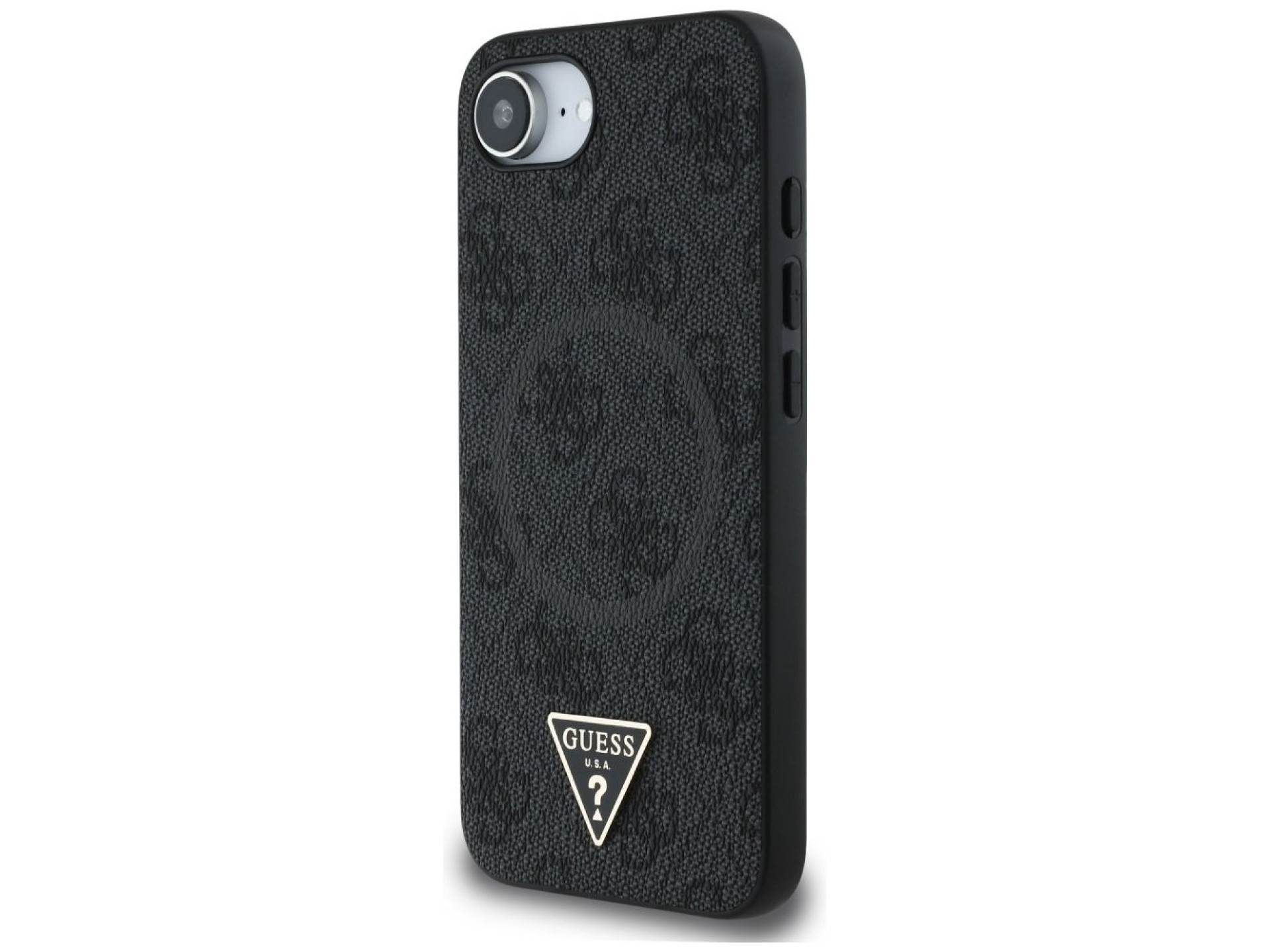 Funda Guess 4G Ring Triangle Logo MagSafe para iPhone 16e - negra