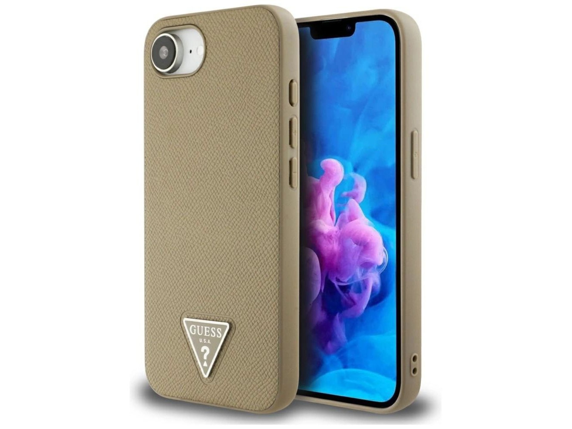 Capa MagSafe Guess com textura triangular para iPhone 16e - marrom