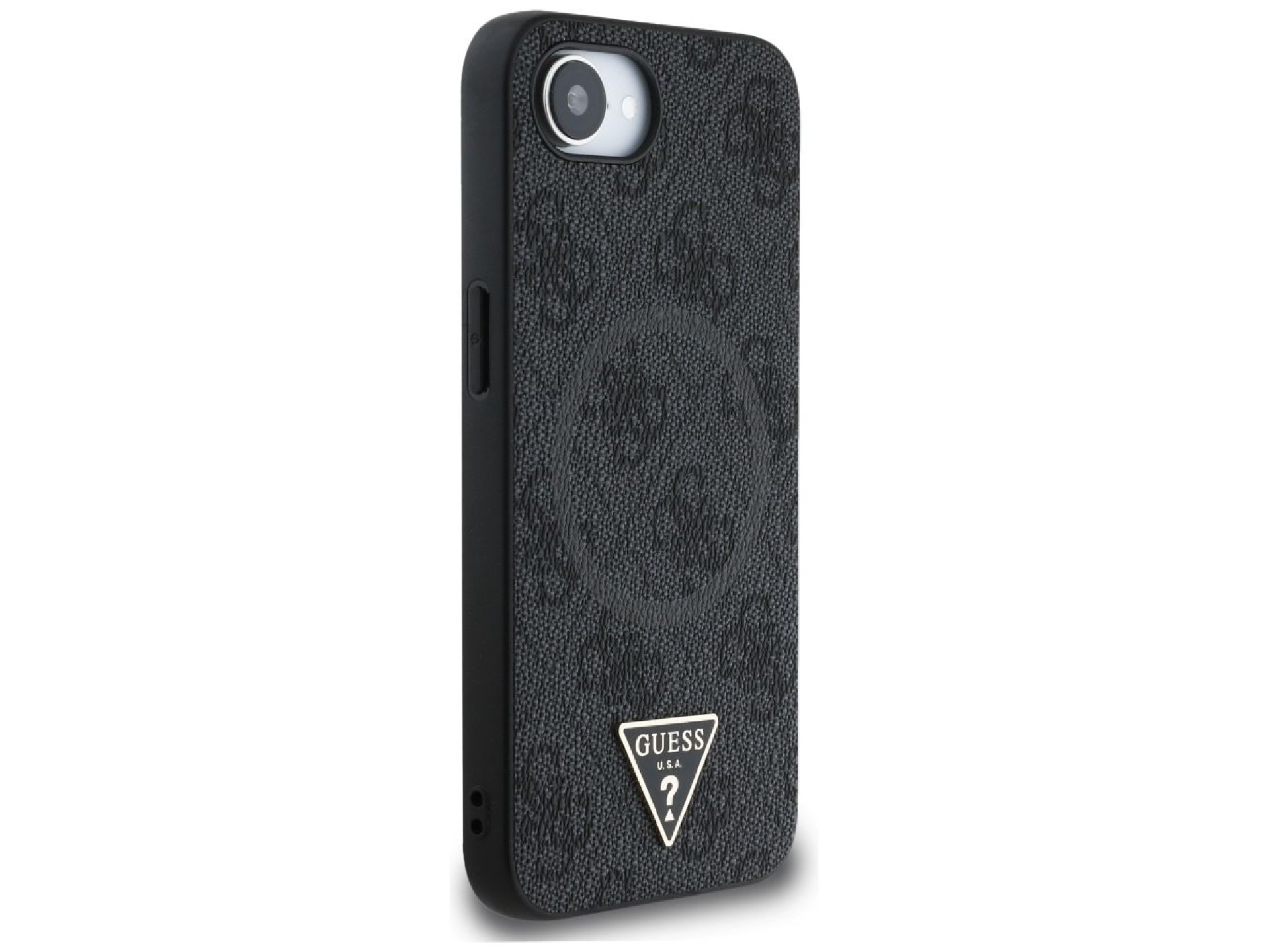 Funda Guess 4G Ring Triangle Logo MagSafe para iPhone 16e - negra