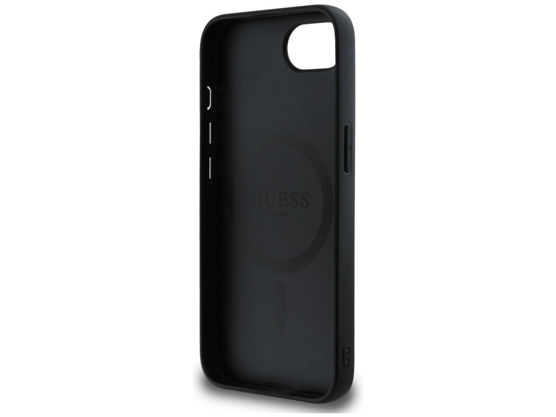 Funda Guess 4G Ring Triangle Logo MagSafe para iPhone 16e - negra