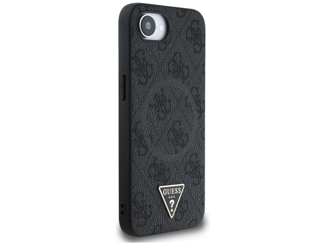 Funda Guess 4G Ring Triangle Logo MagSafe para iPhone 16e - negra