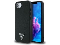 Capa MagSafe Guess com textura triangular para iPhone 16e - preta Capa MagSafe Guess com textura triangular para iPhone 16e - preta