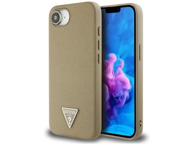 Capa MagSafe Guess com textura triangular para iPhone 16e - marrom Capa MagSafe Guess com textura triangular para iPhone 16e - marrom