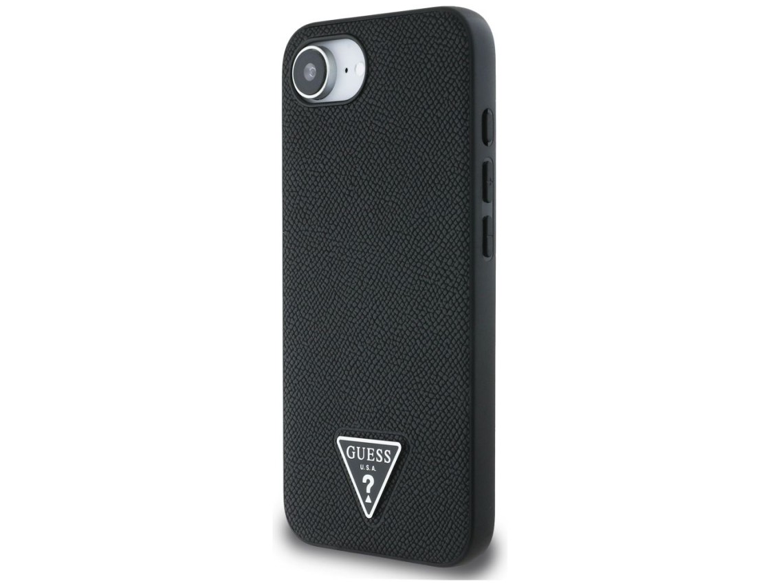 Capa MagSafe Guess com textura triangular para iPhone 16e - preta