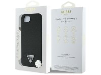 Capa MagSafe Guess com textura triangular para iPhone 16e - preta Capa MagSafe Guess com textura triangular para iPhone 16e - preta