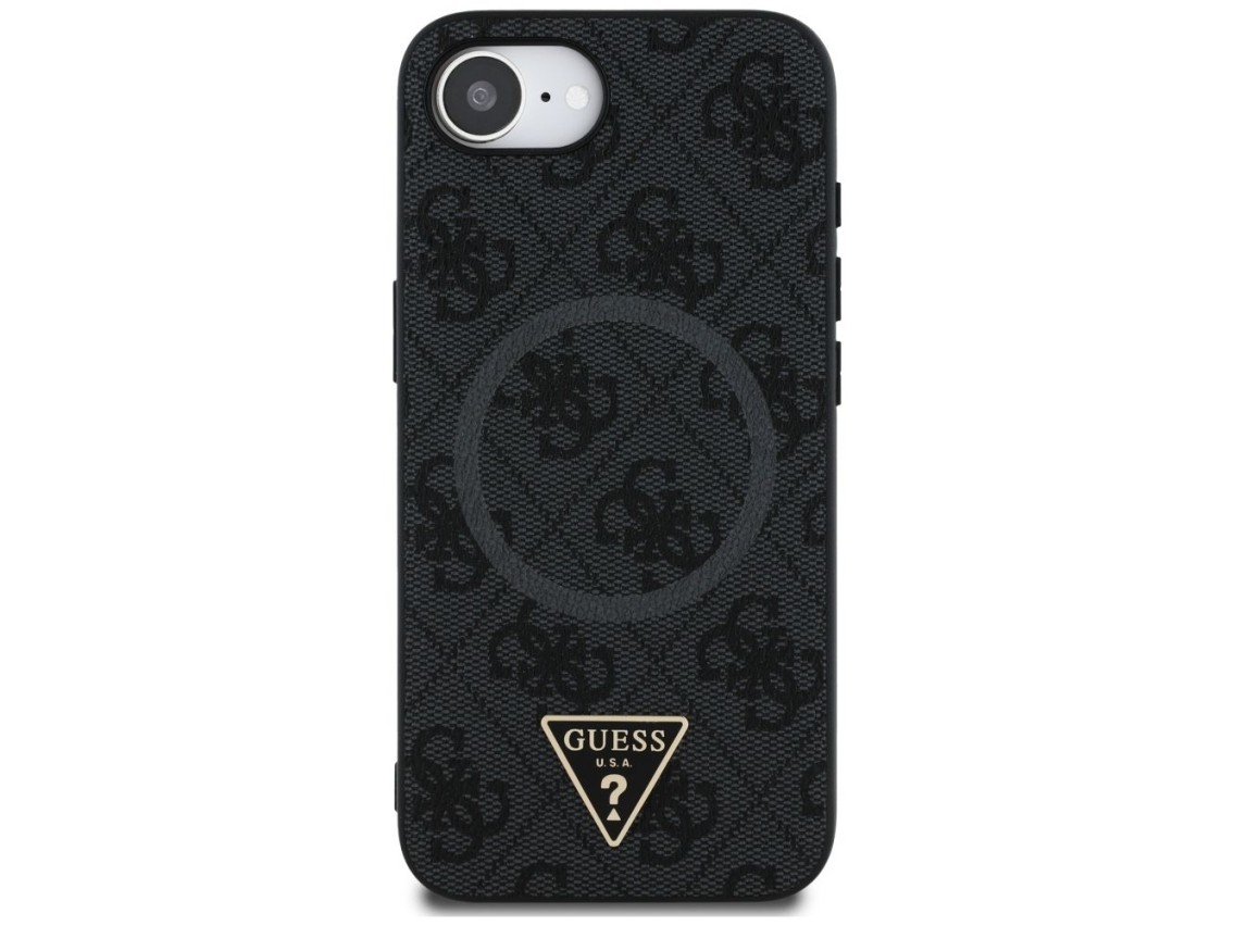 Funda Guess 4G Ring Triangle Logo MagSafe para iPhone 16e - negra