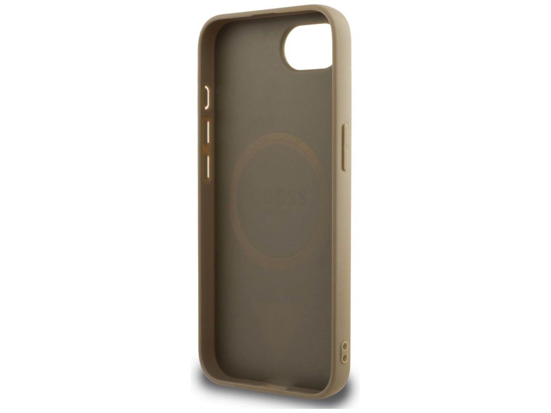 Capa MagSafe Guess com textura triangular para iPhone 16e - marrom