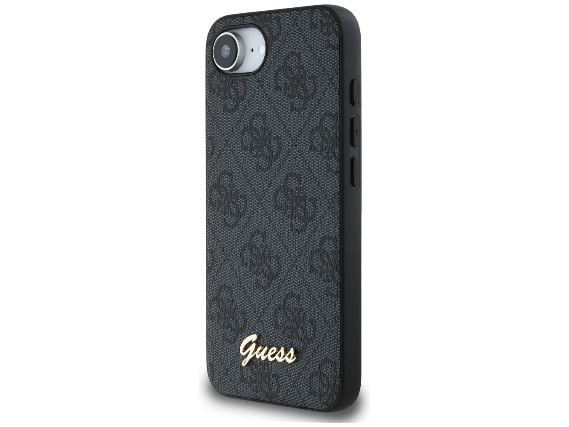 Funda Guess 4G Script Logo MagSafe para iPhone 16e - negra