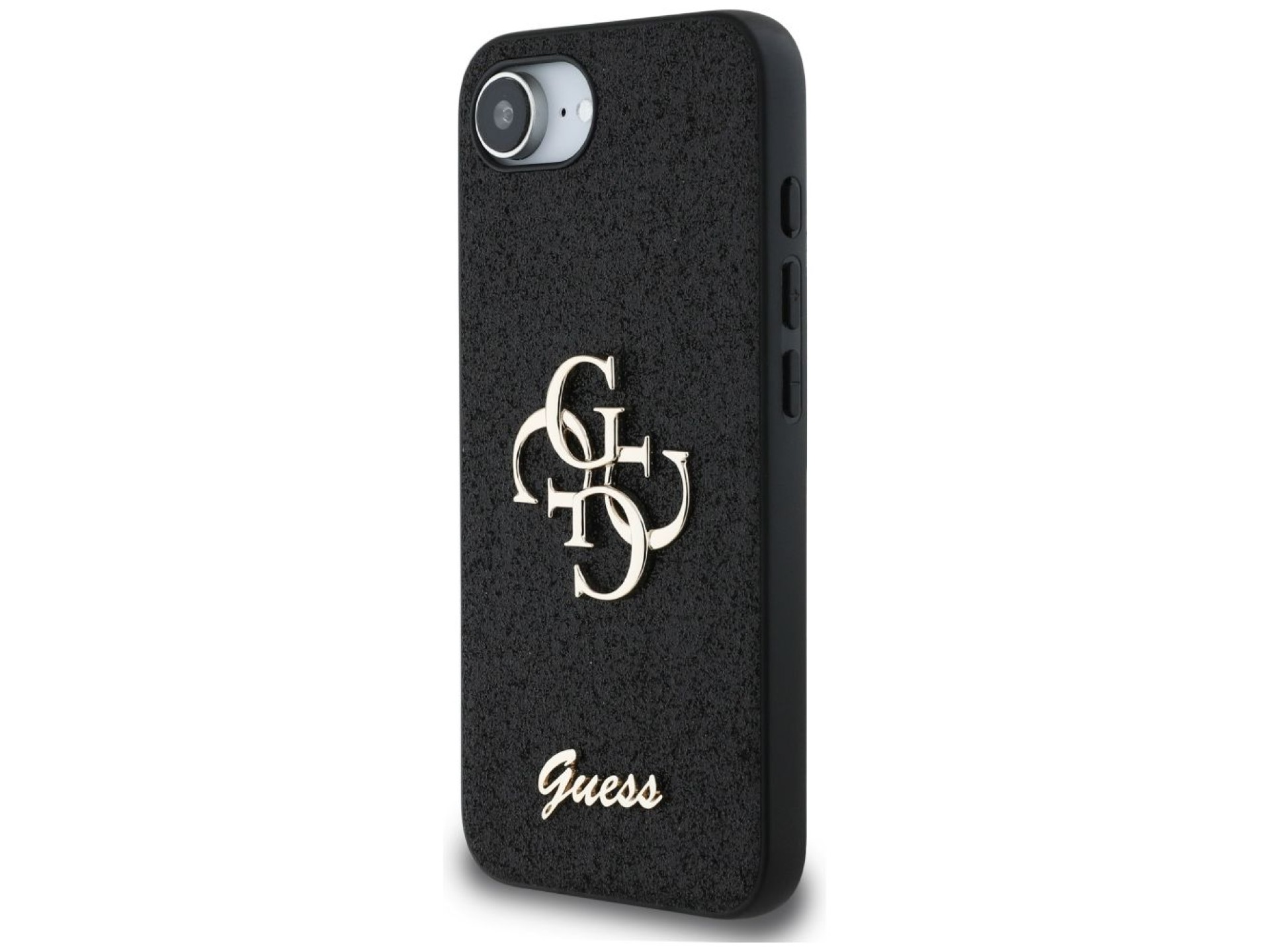 Guess Fixed Glitter Big 4G case for iPhone 16e - black