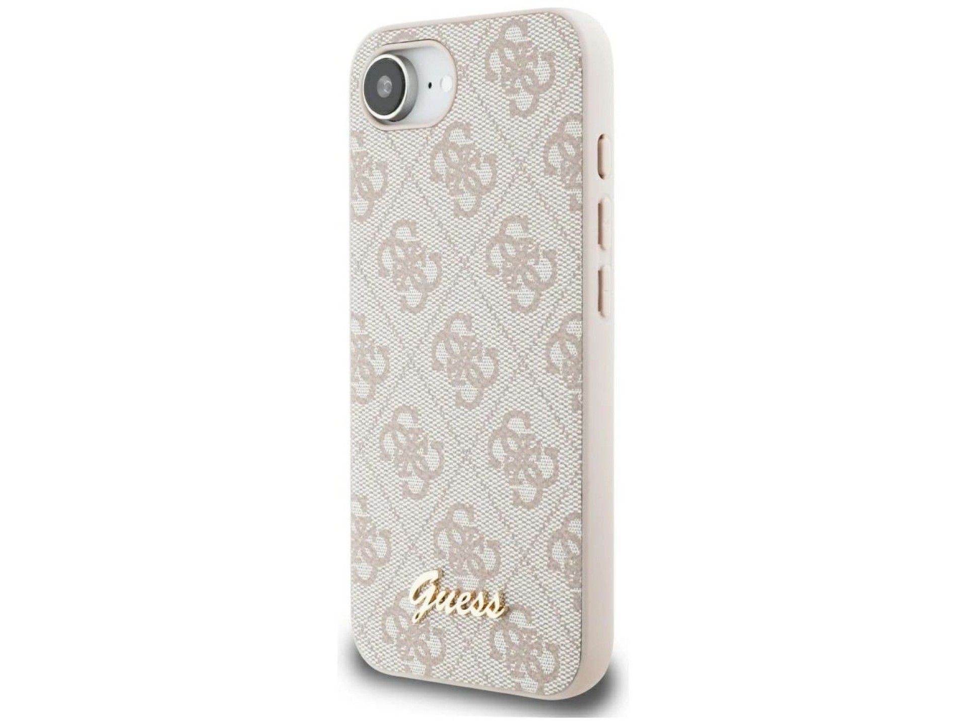 Capa MagSafe para iPhone 16e com logo Guess 4G Script - Rosa