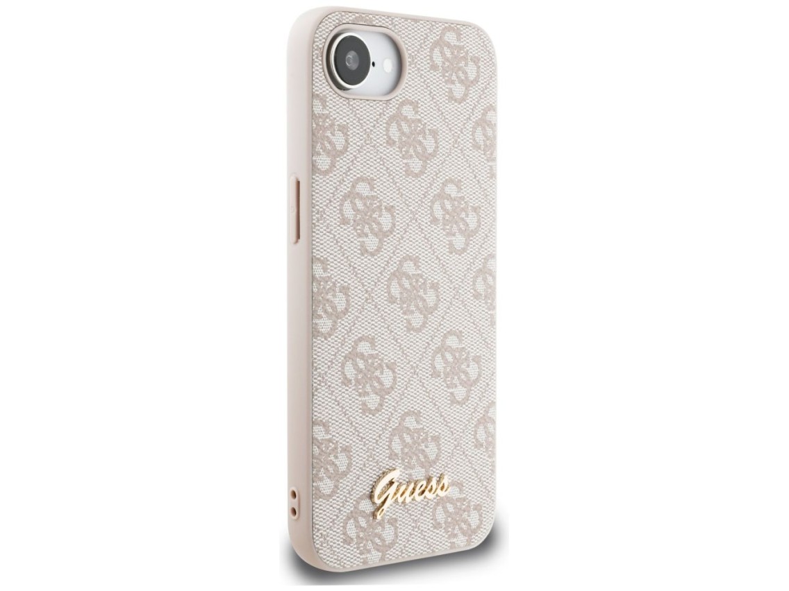 Capa MagSafe para iPhone 16e com logo Guess 4G Script - Rosa