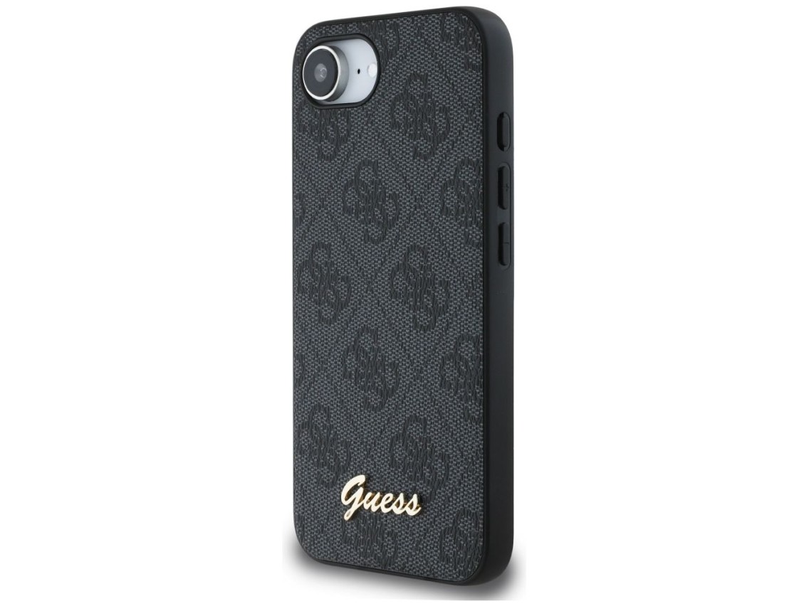 Funda Guess 4G Script Logo MagSafe para iPhone 16e - negra