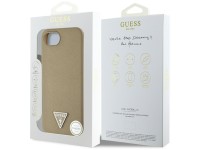 Capa MagSafe Guess com textura triangular para iPhone 16e - marrom Capa MagSafe Guess com textura triangular para iPhone 16e - marrom