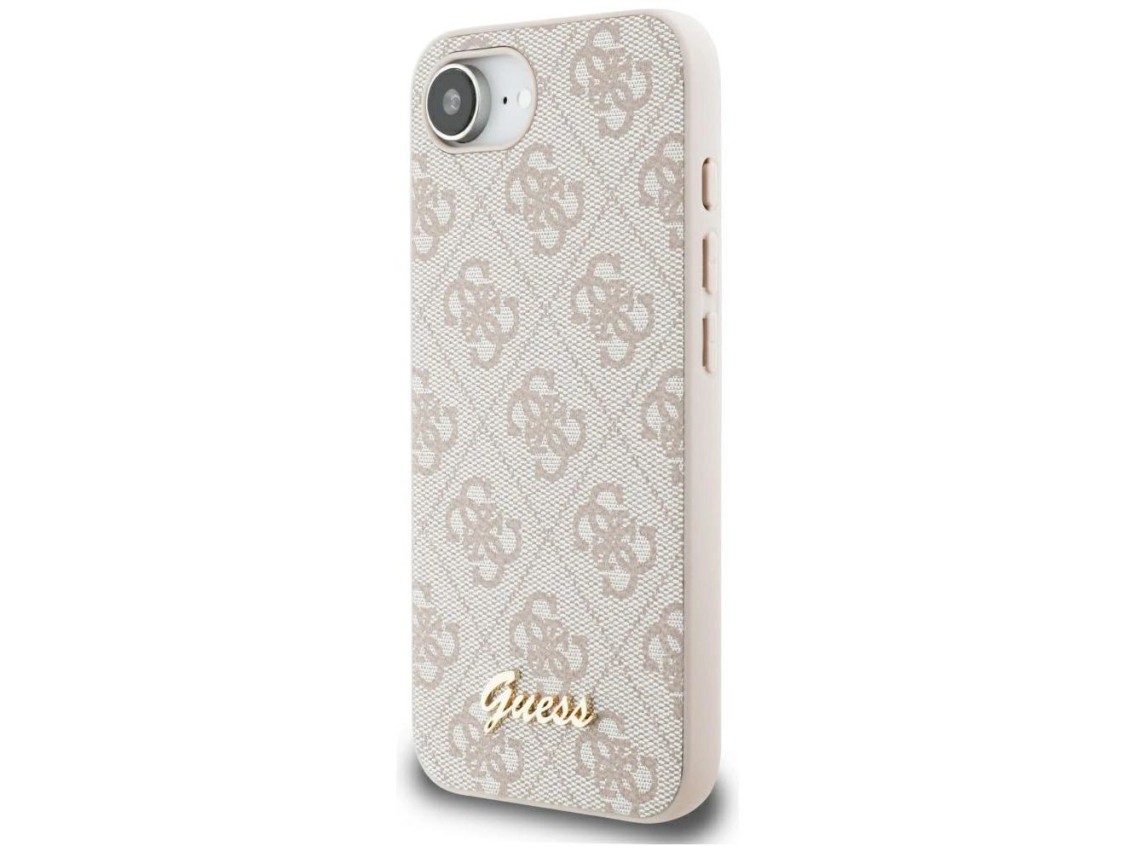 Capa MagSafe para iPhone 16e com logo Guess 4G Script - Rosa