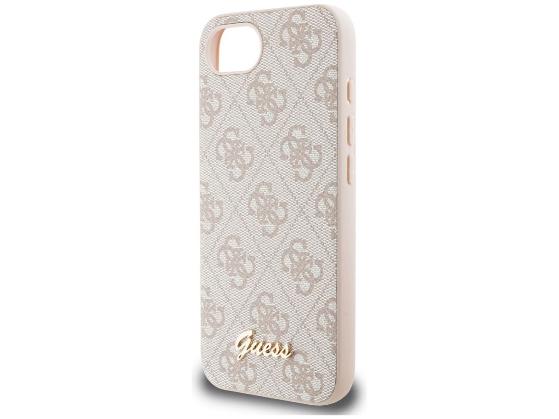 Capa MagSafe para iPhone 16e com logo Guess 4G Script - Rosa
