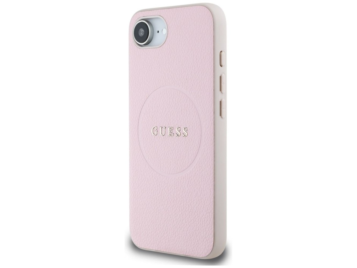 Capa Guess Granulada com Anel e MagSafe para iPhone 16e - Rosa