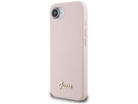 Guess Silicone Script Metal Logo MagSafe iPhone 16e Case - Pink Guess Silicone Script Metal Logo MagSafe iPhone 16e Case - Pink