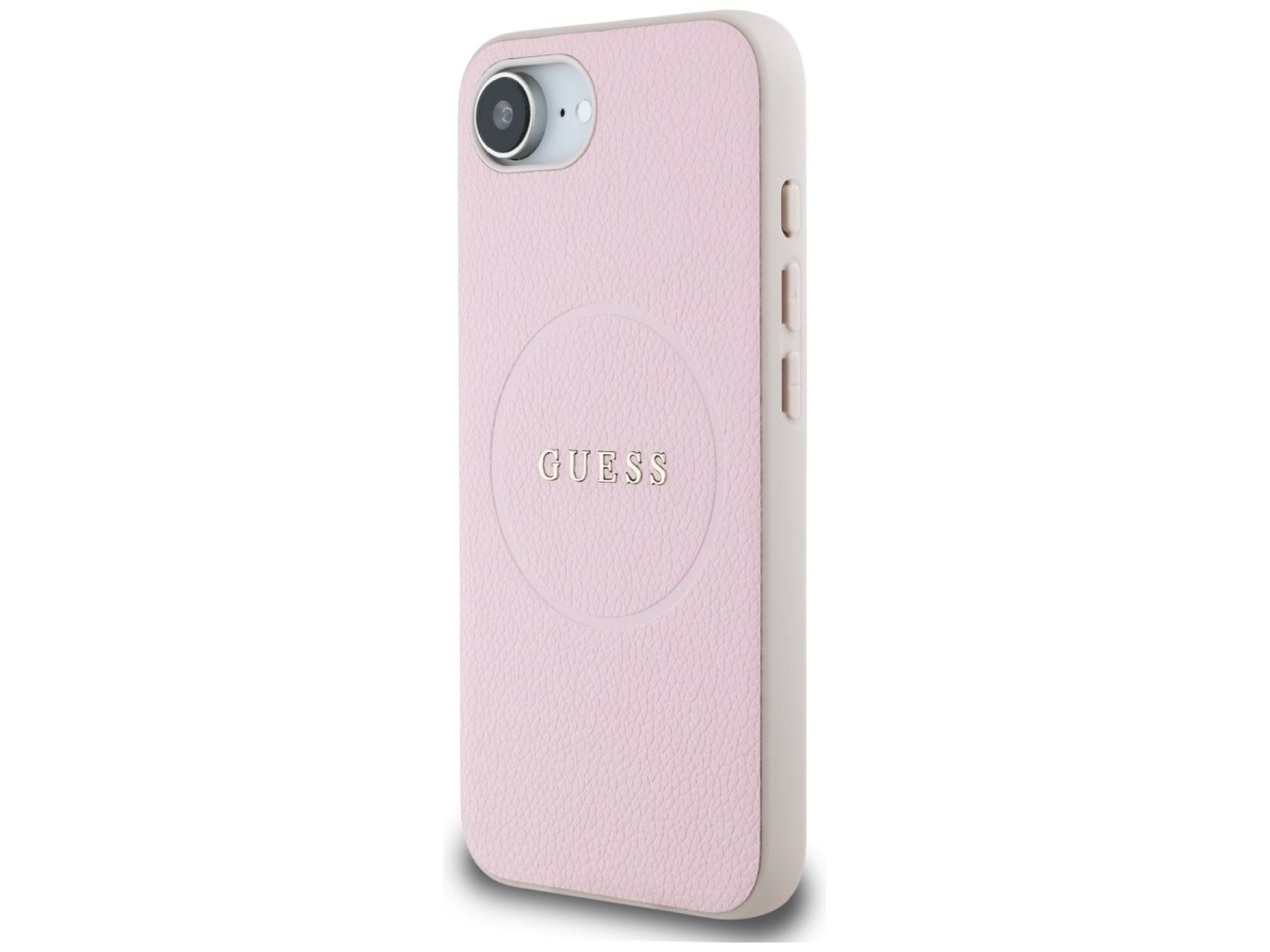 Capa Guess Granulada com Anel e MagSafe para iPhone 16e - Rosa