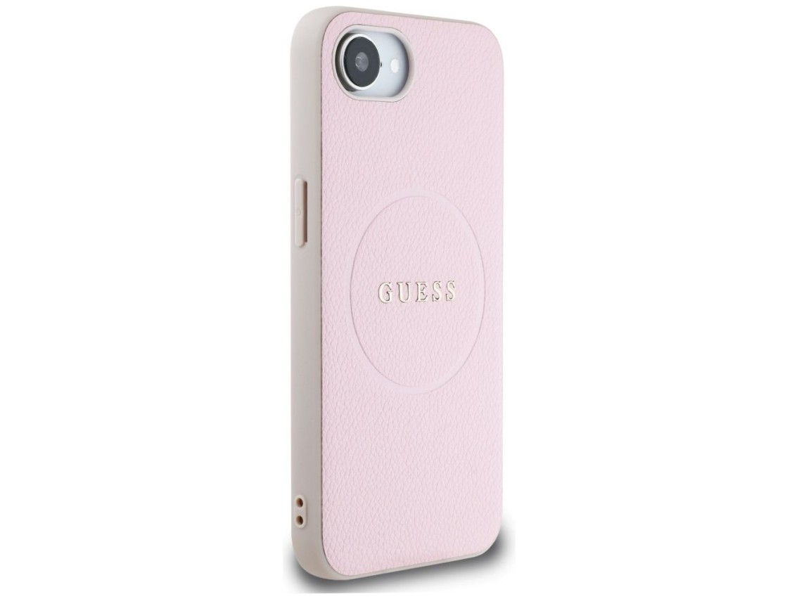 Capa Guess Granulada com Anel e MagSafe para iPhone 16e - Rosa