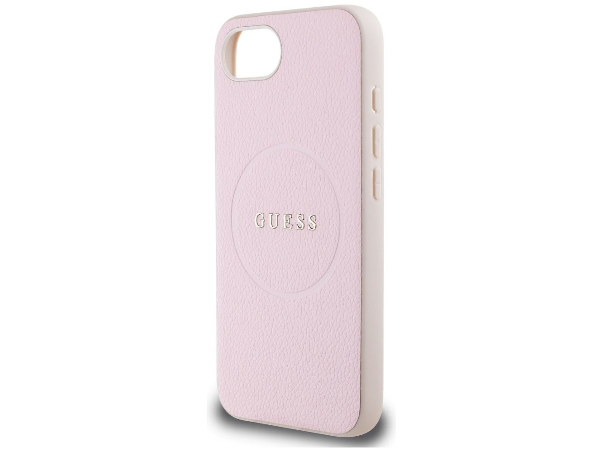 Capa Guess Granulada com Anel e MagSafe para iPhone 16e - Rosa