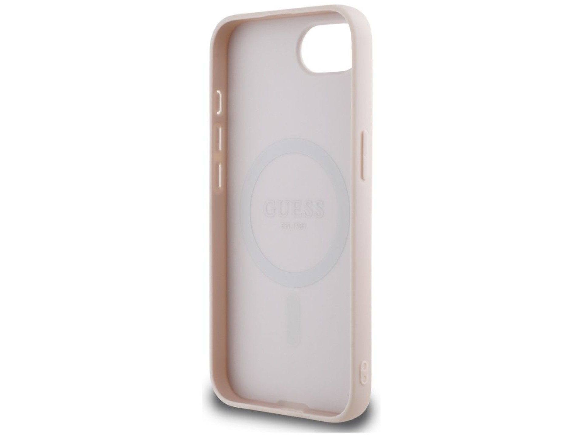 Capa Guess Granulada com Anel e MagSafe para iPhone 16e - Rosa