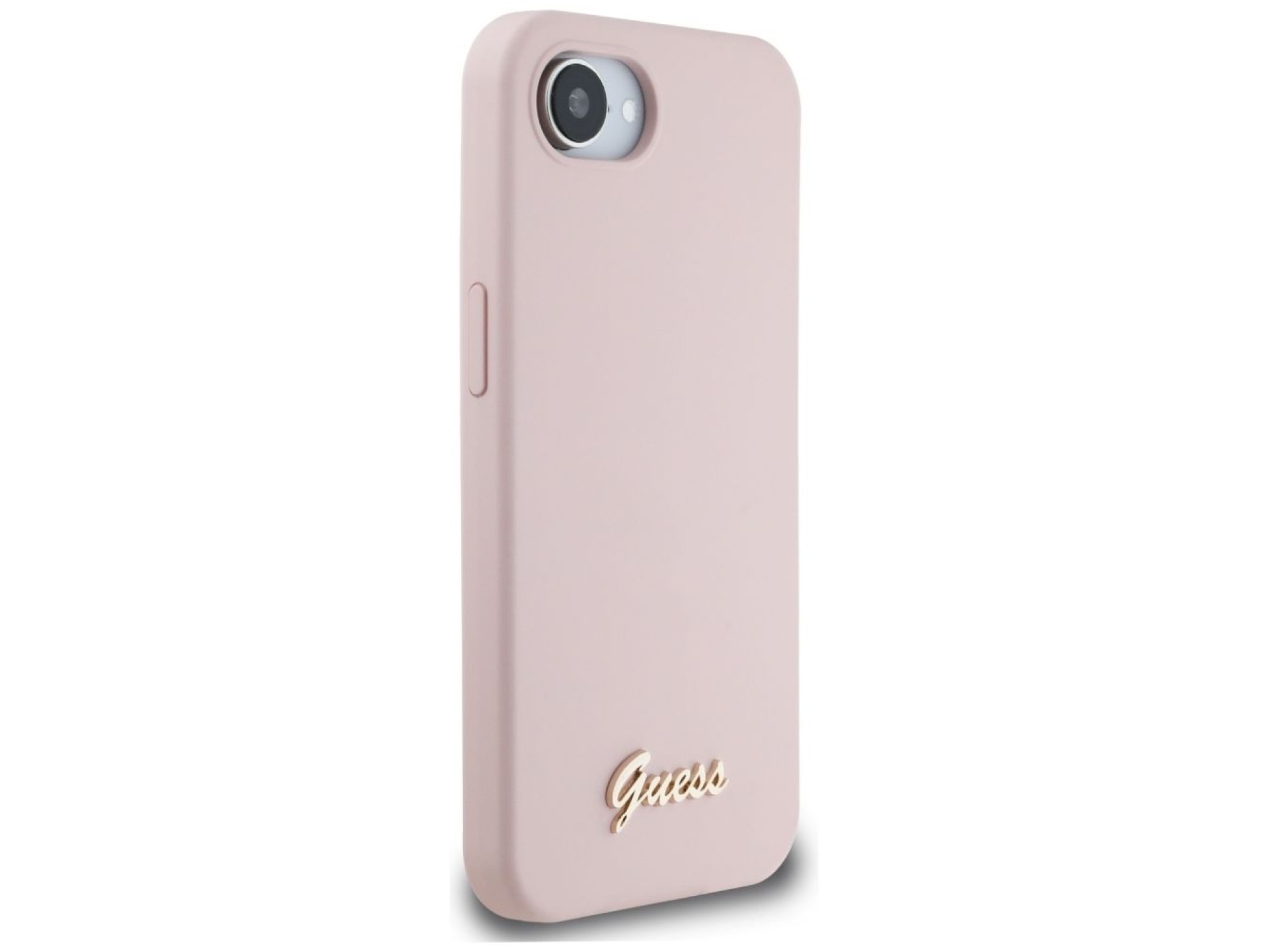 Guess Silicone Script Metal Logo MagSafe iPhone 16e Case - Pink