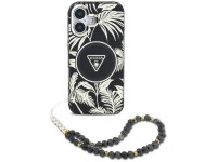 Capa Guess Palm Trees Triangle Pearl Strap MagSafe para iPhone 16 preta Capa Guess Palm Trees Triangle Pearl Strap MagSafe para iPhone 16 preta