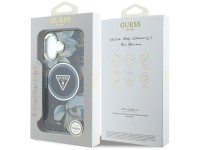 Capa MagSafe Guess com Flores Brilhantes e Botões Triangulares para iPhone 16, preta Capa MagSafe Guess com Flores Brilhantes e Botões Triangulares para iPhone 16, preta