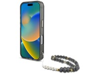 Capa Guess Palm Trees Triangle Pearl Strap MagSafe para iPhone 16 preta Capa Guess Palm Trees Triangle Pearl Strap MagSafe para iPhone 16 preta