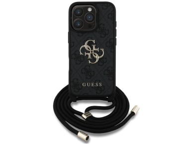 Guess 4G Big Logo Cord Stap Crossbody Case for iPhone 16 Pro Black Guess 4G Big Logo Cord Stap Crossbody Case for iPhone 16 Pro Black