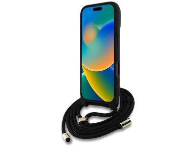 Guess 4G Big Logo Cord Stap Crossbody Case for iPhone 16 Pro Black Guess 4G Big Logo Cord Stap Crossbody Case for iPhone 16 Pro Black