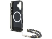 Capa Guess Palm Trees Triangle Pearl Strap MagSafe para iPhone 16 preta Capa Guess Palm Trees Triangle Pearl Strap MagSafe para iPhone 16 preta