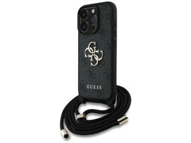 Guess 4G Big Logo Cord Stap Crossbody Case for iPhone 16 Pro Max black