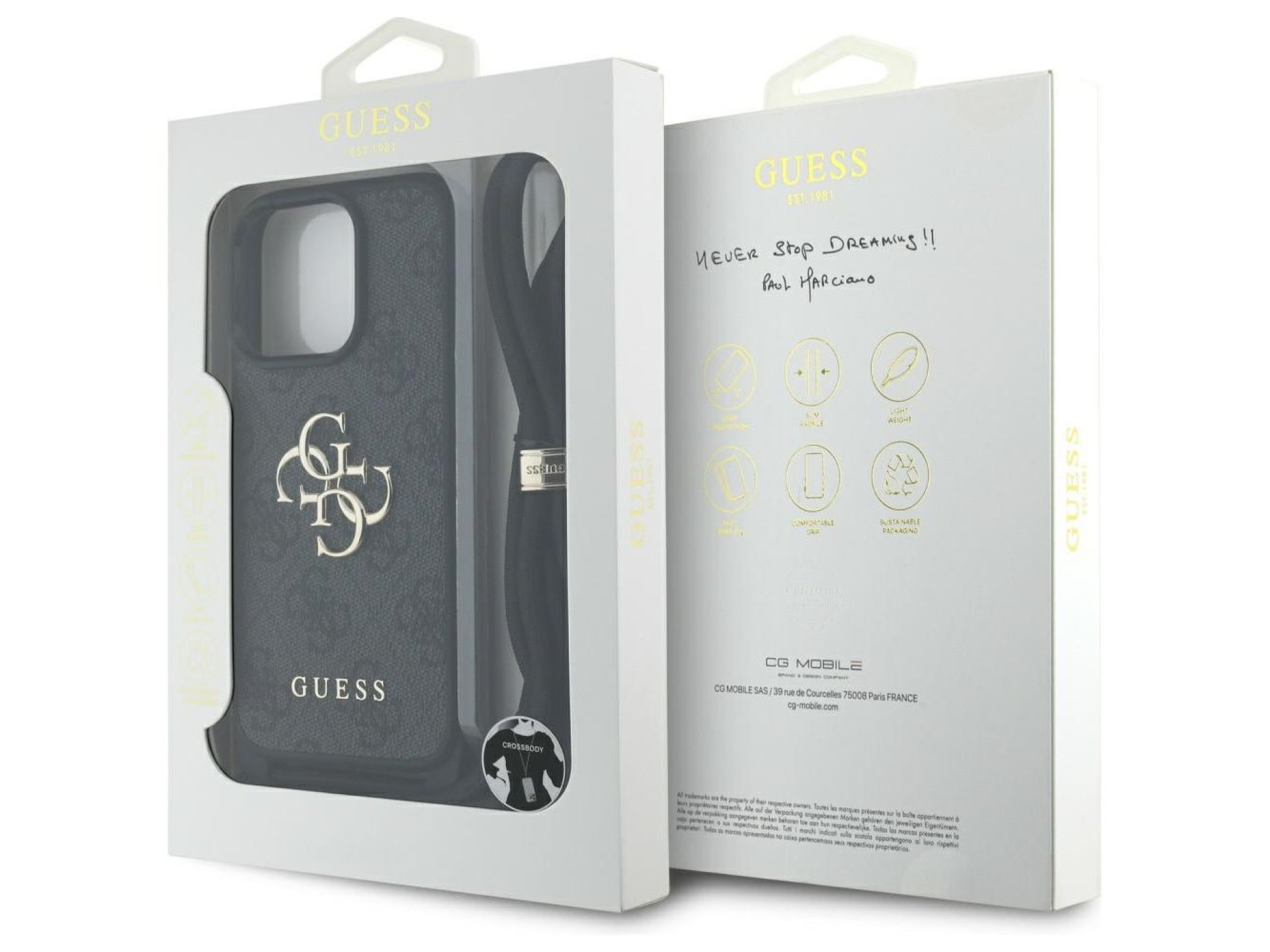 Guess 4G Big Logo Cord Stap Crossbody Case for iPhone 16 Pro Max black
