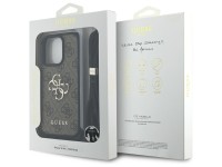 Capa transversal Guess 4G com logo grande e alça de cordão para iPhone 16 Pro, marrom. Capa transversal Guess 4G com logo grande e alça de cordão para iPhone 16 Pro, marrom.