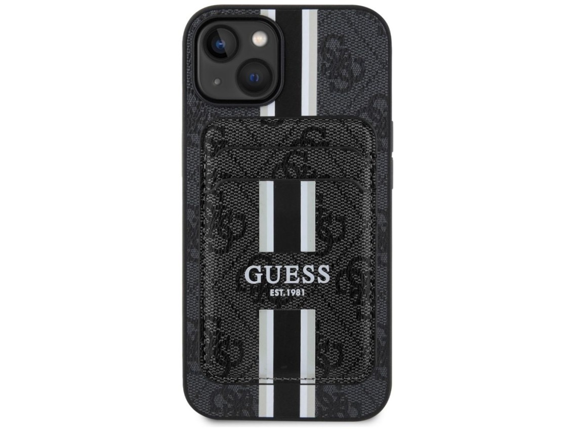 Guess 4G Stripes case with Magsafe wallet for iPhone 15 black