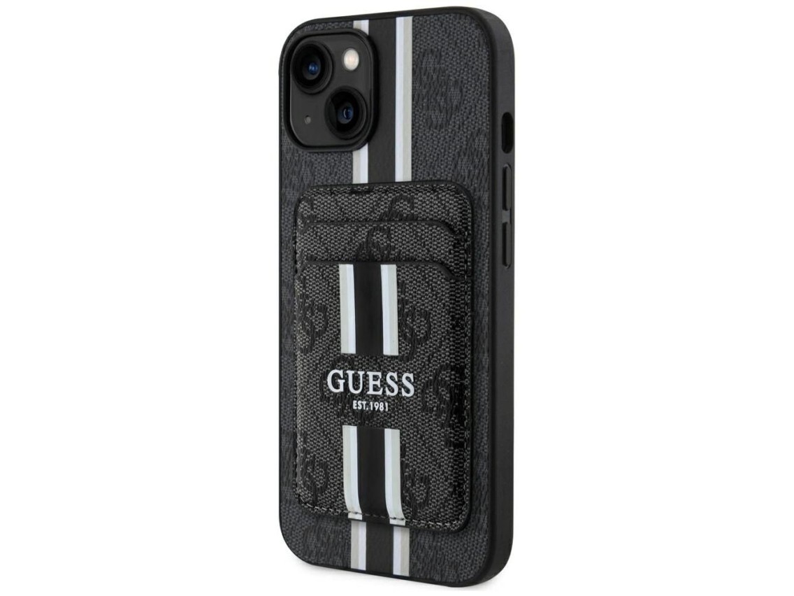 Guess 4G Stripes case with Magsafe wallet for iPhone 15 black