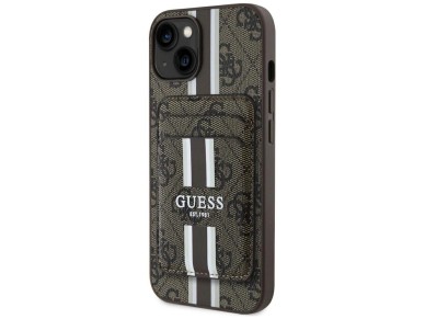 Guess 4G Stripes case with Magsafe wallet for iPhone 15 brown Guess 4G Stripes case with Magsafe wallet for iPhone 15 brown