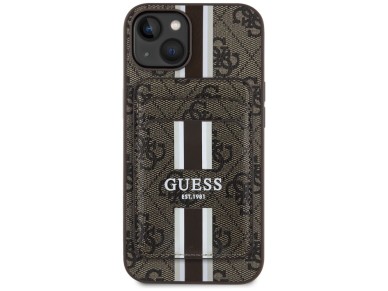 Guess 4G Stripes case with Magsafe wallet for iPhone 15 brown Guess 4G Stripes case with Magsafe wallet for iPhone 15 brown